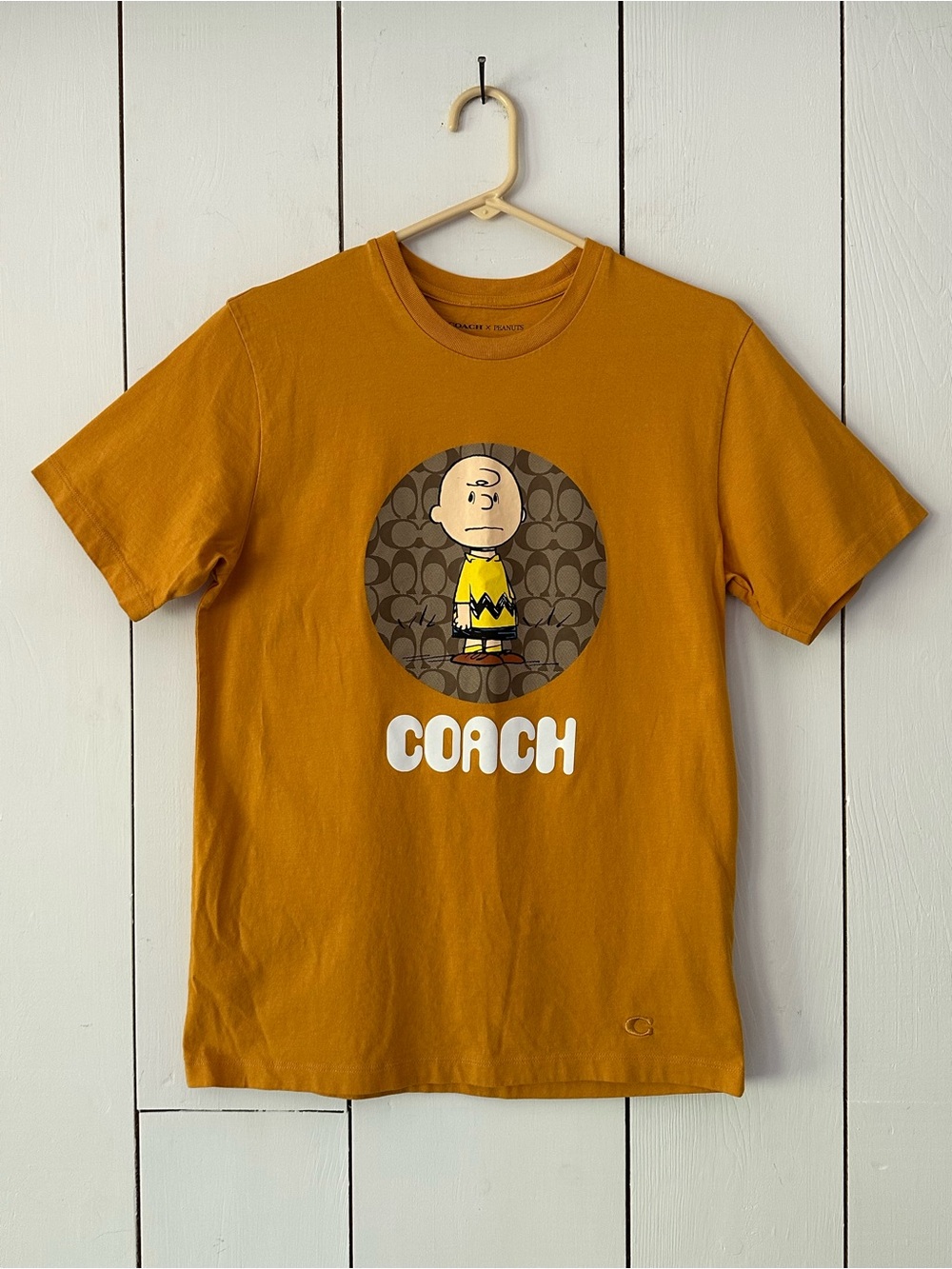 Coach x Peanuts Charlie Brown Tee Sz S Mustard Yellow NWOT